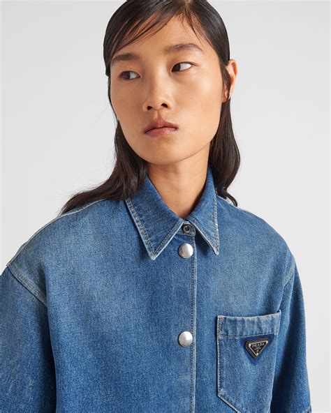 prada denim shirt women's.